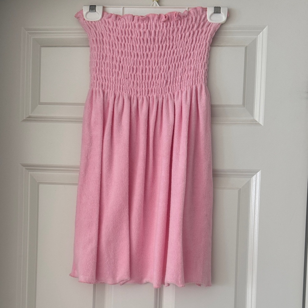 Pink Smocked Strapless Sundress or Top for Casual Wear